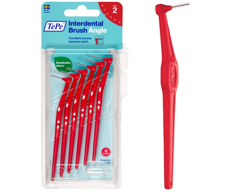 TePe Interdental Brush Angle Size 2 Red 6 Pack