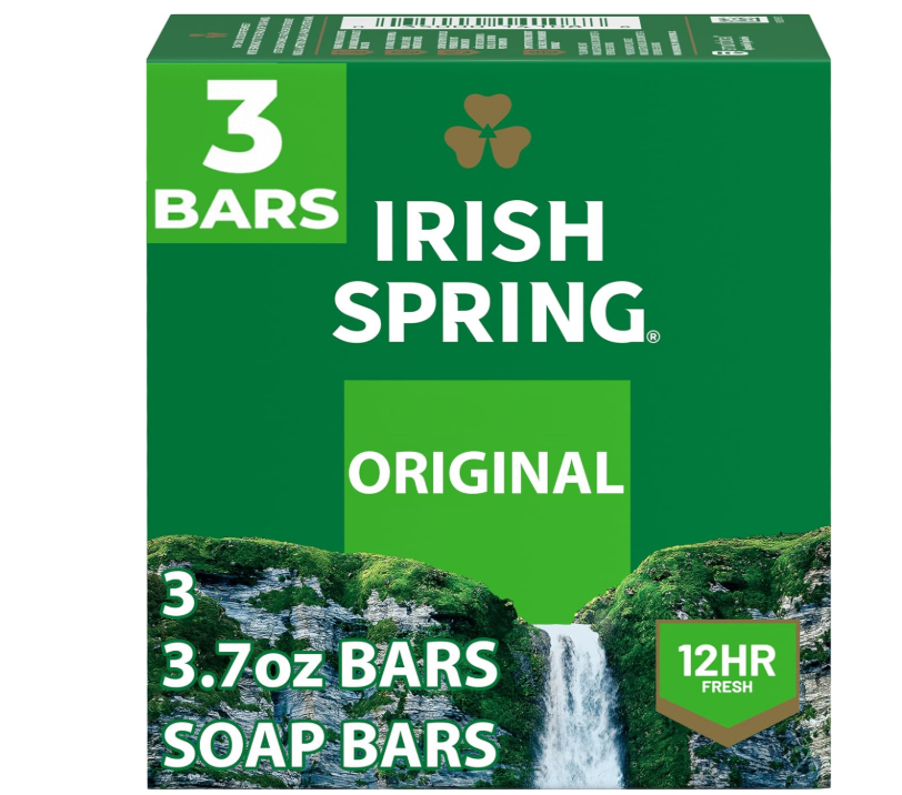 Irish Spring Original Clean Deodorant Soap with Flaxseed Oil 3.7oz – 3 Pack