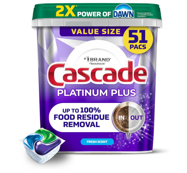Cascade Platinum Plus Dishwasher Detergent Fresh Scent 51 Count