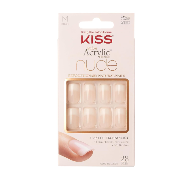 KISS Salon Acrylic Nude Press-On False Nails Style Cashmere KAN03 64268 Medium Squoval 28pcs