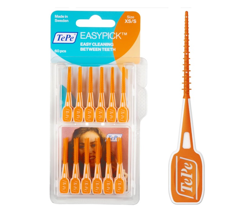 TePe EasyPick Dental Picks Orange XS/S 60 Pack