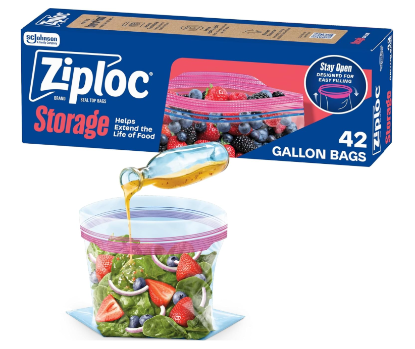 Ziploc Gallon Food Storage Bags with Stand-Up Bottoms 42ct