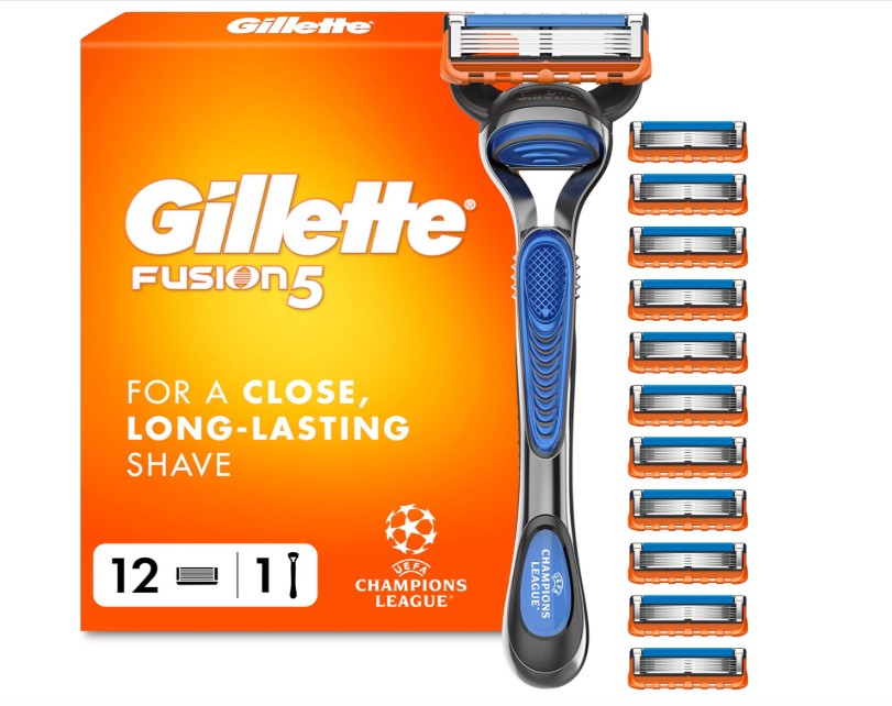 Gillette Fusion5 Men's Razor Kit (1 Razor Handle + 12 Blade Refills)