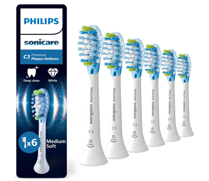 Philips Sonicare C3 Premium Plaque Defence Genuine Replacement Toothbrush Heads 6 Pack White