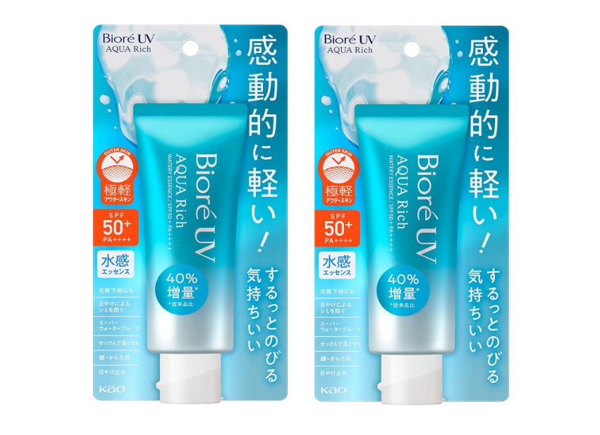Bioré UV Aqua Rich Watery Essence Sunscreen SPF50+ PA++++ 70ml, 2 Pack