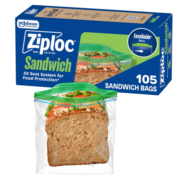 Ziploc EasyGuide Textured Sandwich Bags 105ct