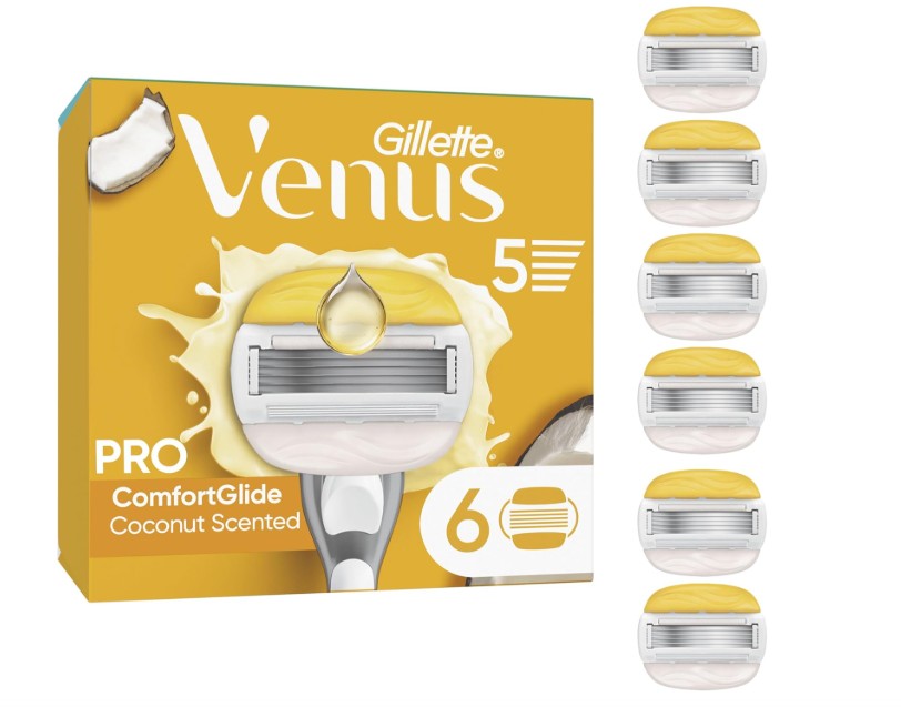 Gillette Venus5 Pro ComfortGlide Coconut Scented Razor Blades (Pack of 6)