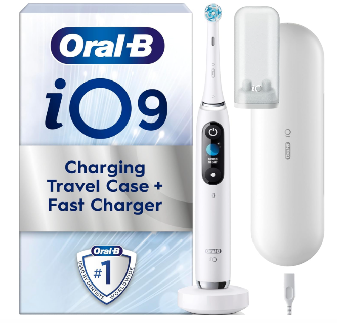 Oral-B iO Series 9 Electric Toothbrush White Alabaster with Charging Case & Fast Charger
