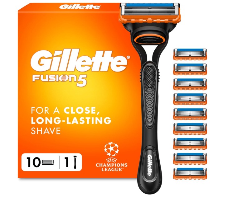 Gillette Fusion5 Men's Razor Kit (1 Razor Handle + 10 Blade Refills)