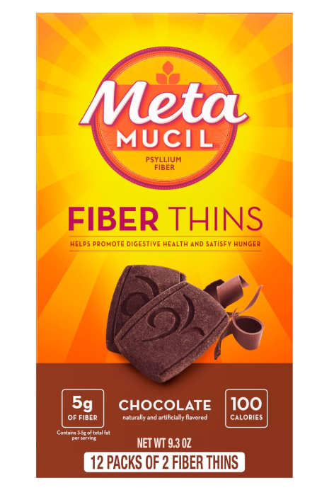 Metamucil Fiber Thins Daily Psyllium Husk Fiber Supplement Chocolate Flavor 12 Count