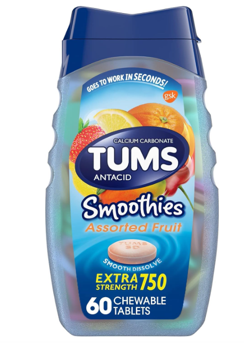 Tums Antacid Smoothies Extra Strength 750 Assorted Fruit 60tab