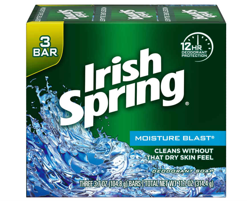 Irish Spring Moisture Blast Deodorant Soap with HydroBeads 3.7oz – 3 Pack