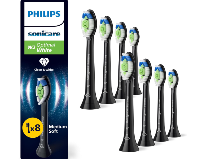 Philips Sonicare W2 Optimal White Genuine Replacement Toothbrush Heads 8 Pack Black