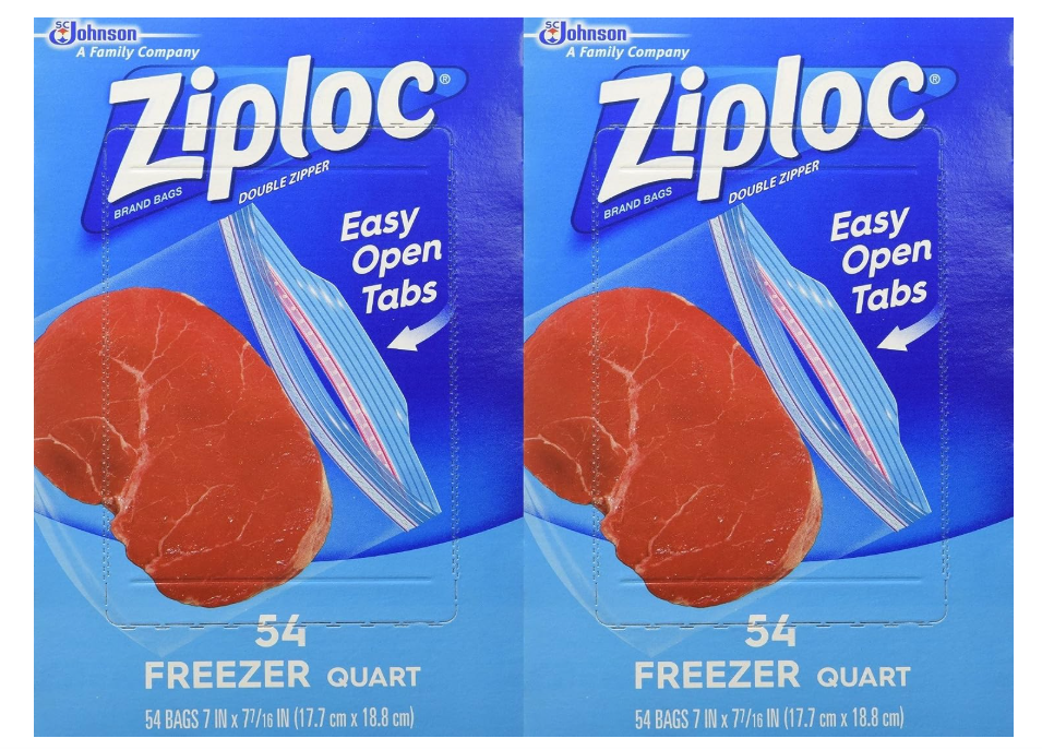 Ziploc Quart Freezer Bags 54ct 2pck