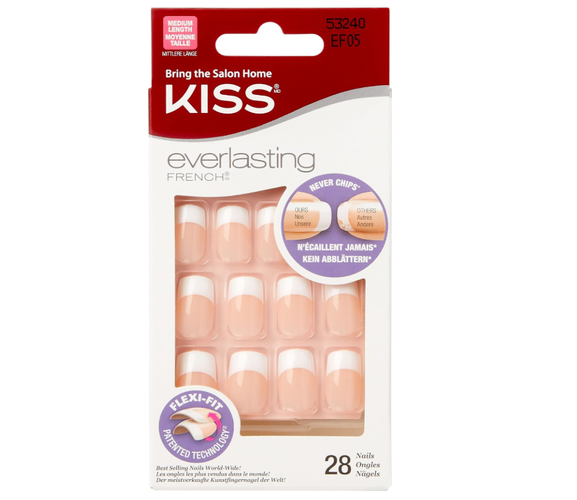 KISS Everlasting French Press-On False Nails Style Infinite EF05 53240 Medium Length Squoval 28pcs