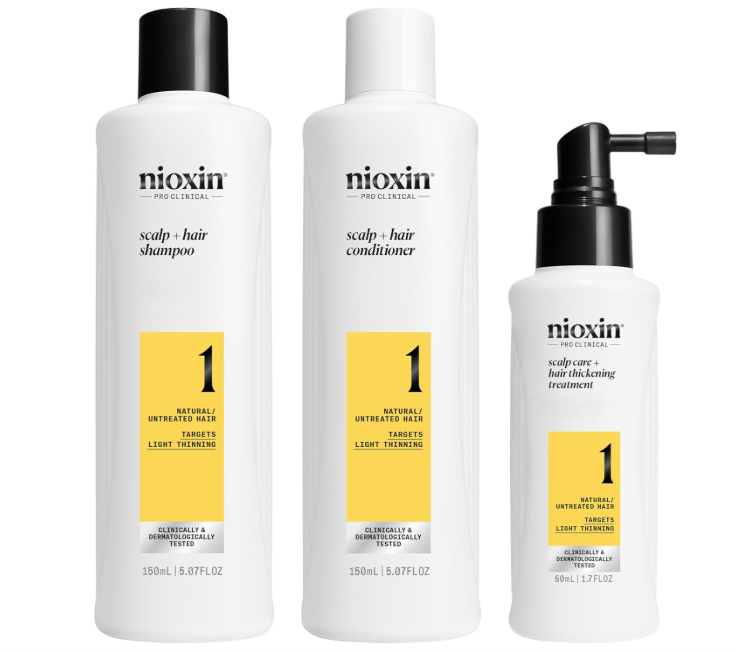 Nioxin System 1 Trial Kit – 150ml Shampoo + 150ml Conditioner + 50ml Treatment