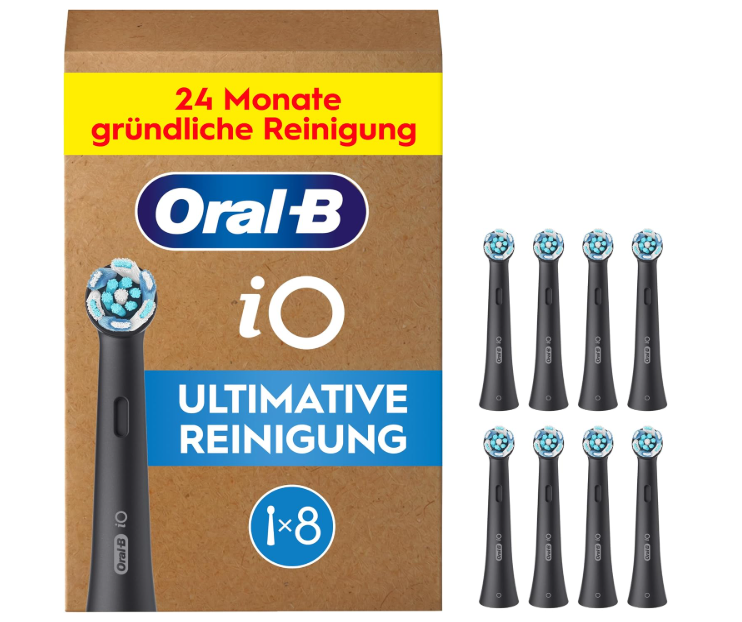 Oral-B iO Ultimate Clean Replacement Brush Heads Black 8 Pack