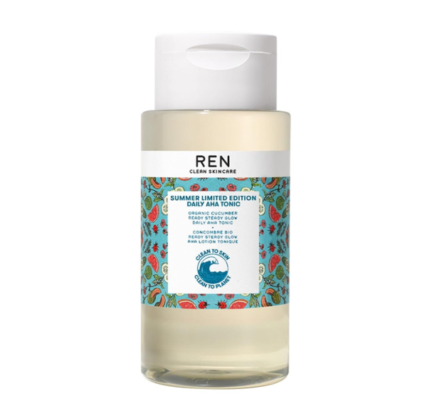REN Clean Skincare Summer Limited Edition Organic Cucumber Ready Steady Glow Daily AHA Tonic 250ml