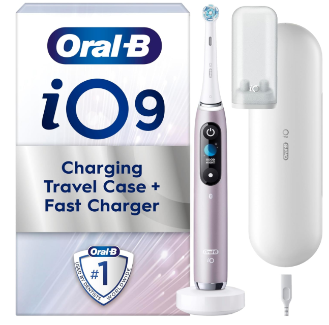 Oral-B iO Series 9 Electric Toothbrush Rose Quartz with Charging Case &amp; Fast Charger