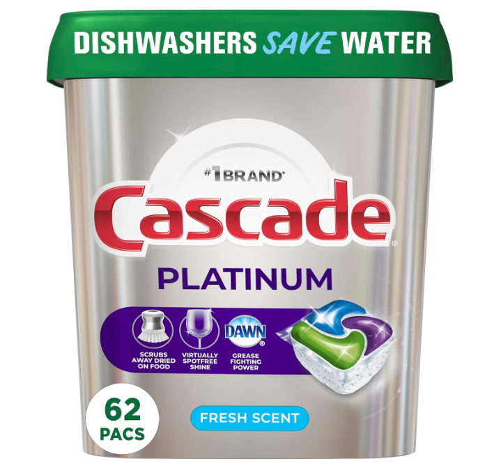 Cascade Platinum ActionPacs Dishwasher Detergent 62 Pacs