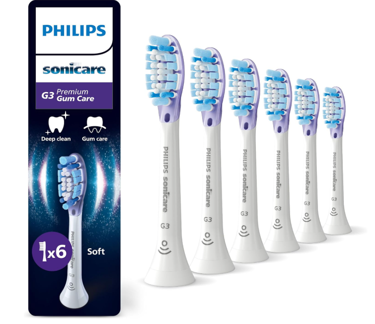 Philips Sonicare G3 Premium Gum Care Genuine Replacement Toothbrush Heads 6 Pack White