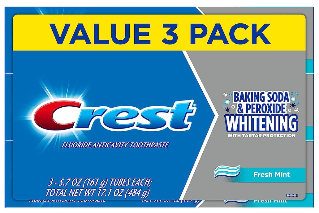 Crest Baking Soda &amp; Peroxide Whitening Toothpaste Fresh Mint 161g 3 Pack
