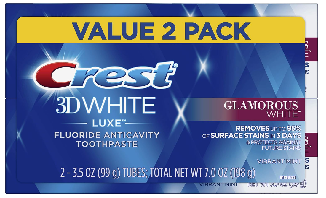 Crest 3D White Luxe Toothpaste 99g 2pck