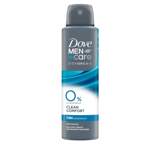 Dove Men+Care Advanced Clean Comfort 0% Aluminium Salts Deodorant Spray 150ml