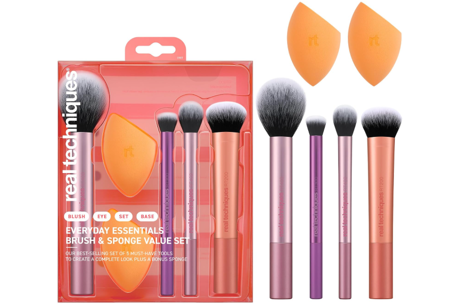 Real Techniques 6 Piece Everyday Essentials Makeup Brush and Sponge Value Set