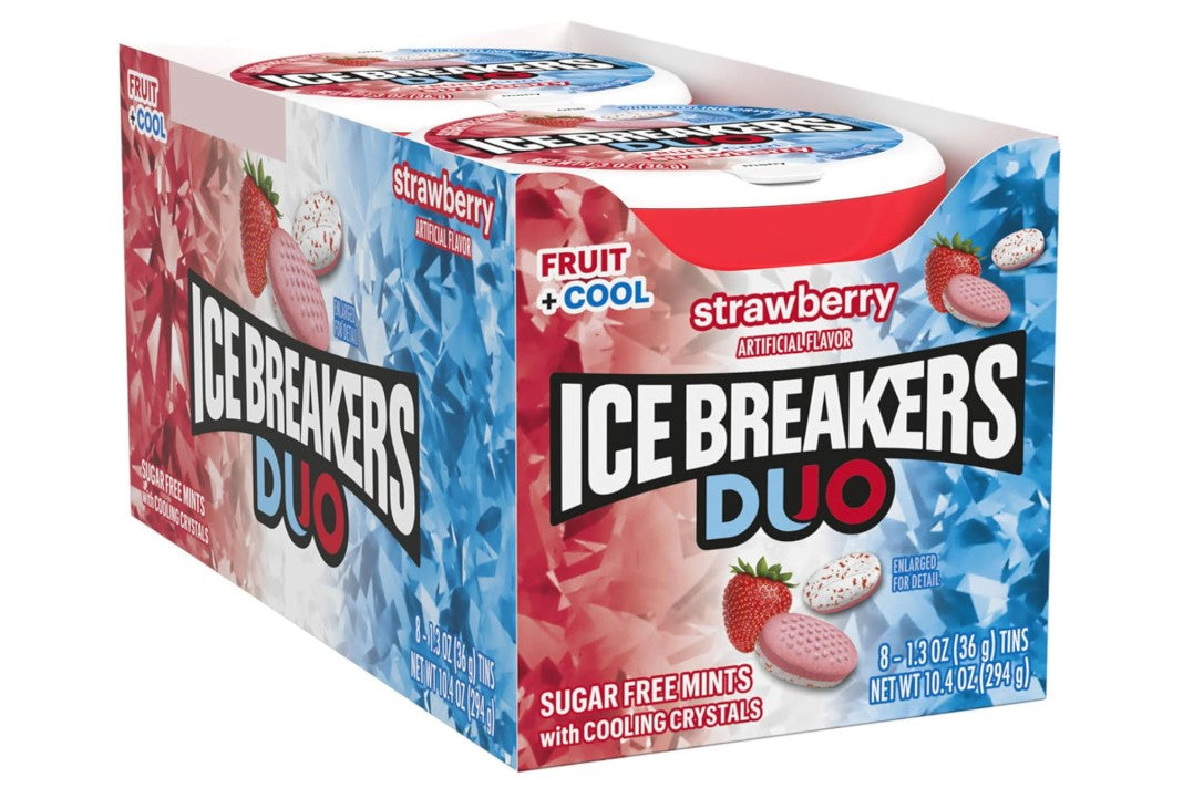 Ice Breakers Duo Sugar Free Mints Strawberry & Mint – Pack of 8 x 42g