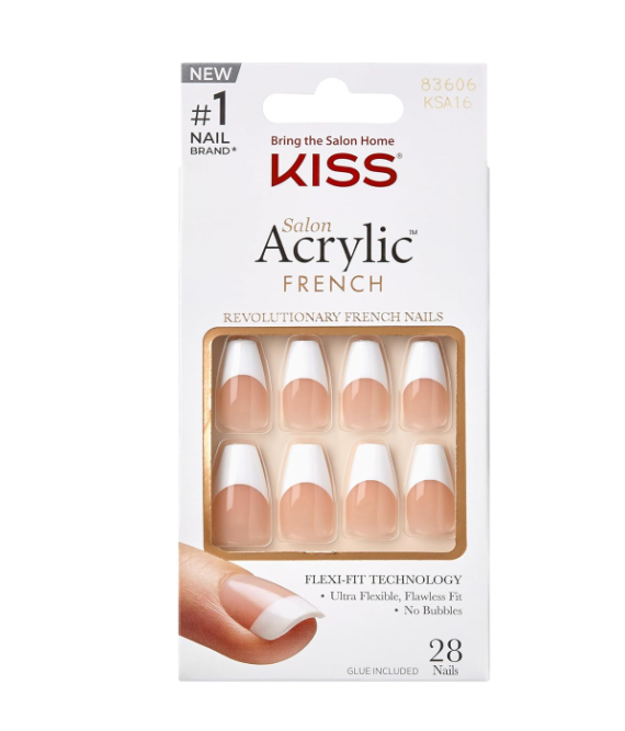 KISS Salon Acrylic French Press-On Nails Style KSA16 83606 Medium Length Coffin 28pcs