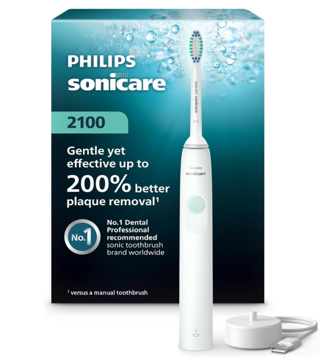 Philips Sonicare 2100 Power Toothbrush, Rechargeable Electric Toothbrush  White Mint