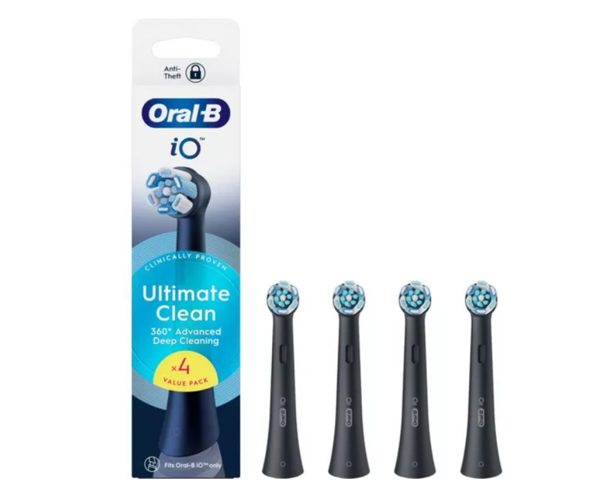Oral-B iO Ultimate Clean Toothbrush Replacement Heads Black 4 Pack