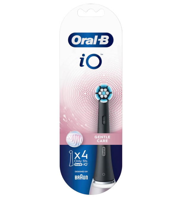 Oral-B iO Gentle Care Toothbrush Replacement Heads Black 4 Pack
