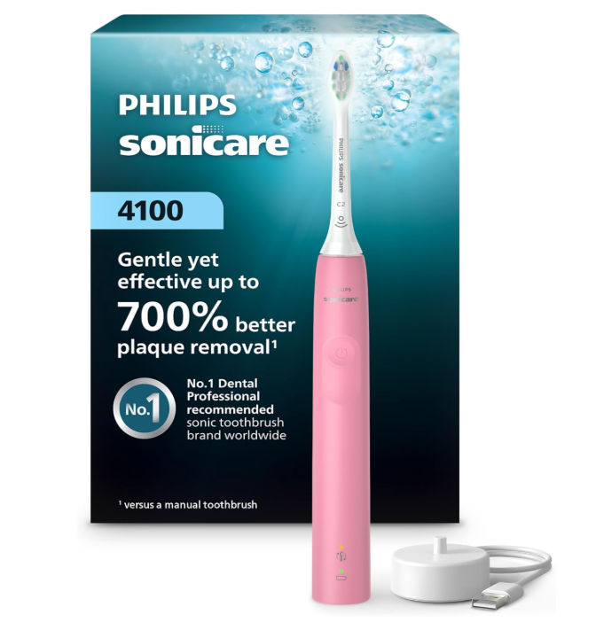Philips Electric Toothbrush Sonicare 4100 Rechargeable Electric Toothbrush with Pressure Sensor Hot Pink