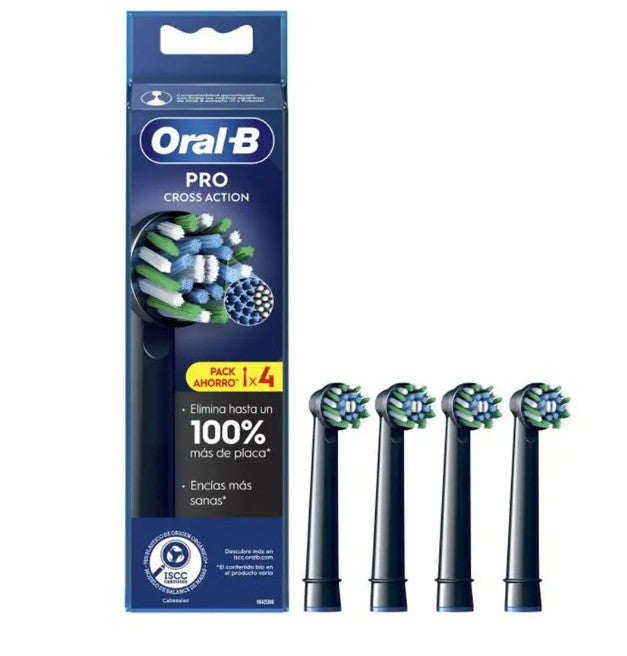 Oral-B Pro Cross Action Electric Toothbrush Heads, Black, 4pcs