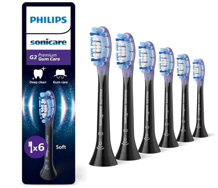 Philips Sonicare G3 Premium Gum Care Genuine Replacement Toothbrush Heads 6 Pack Black