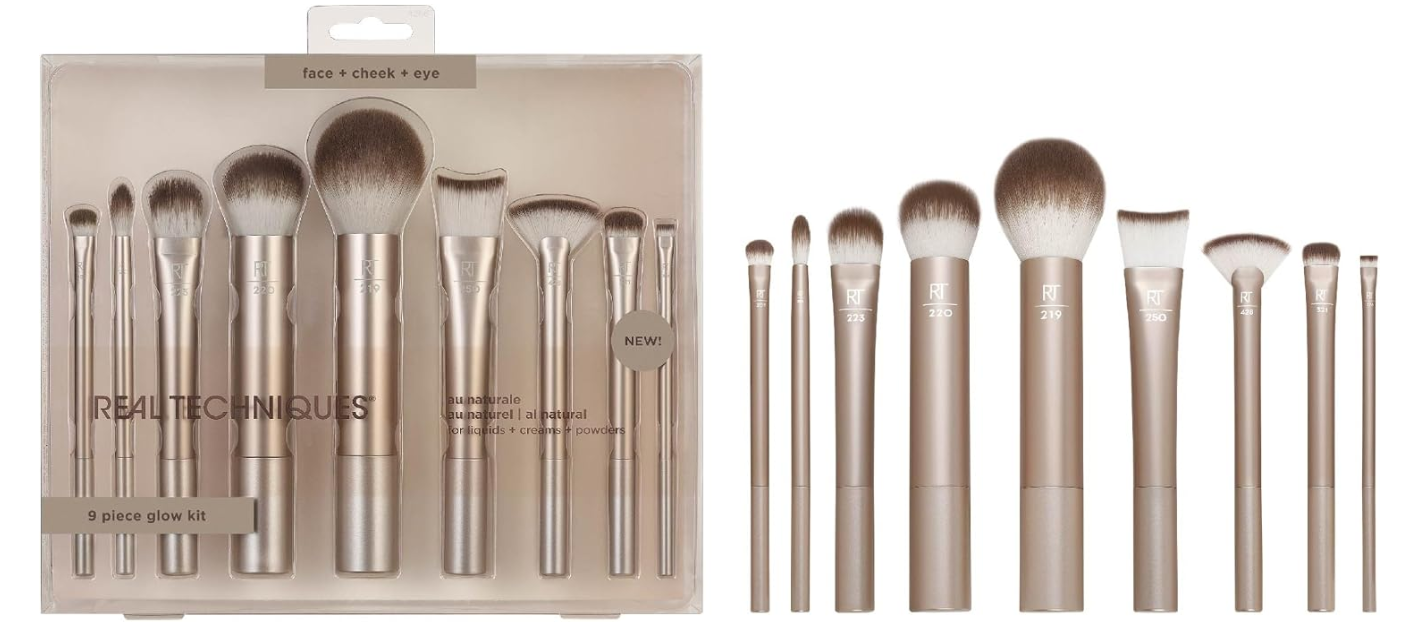 Real Techniques Au Naturale 9-Piece Glow Kit Makeup Brush Set
