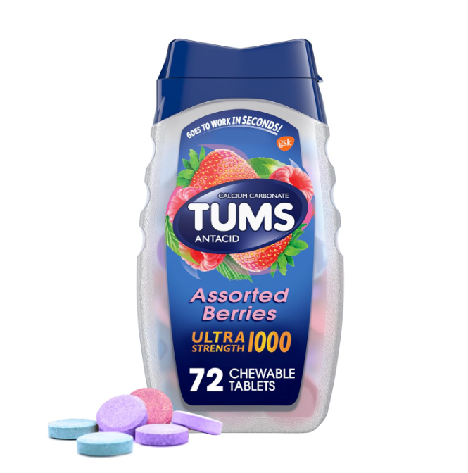 Tums Antacid Smoothies Ultra Strength 1000 Assorted Berries 72tab