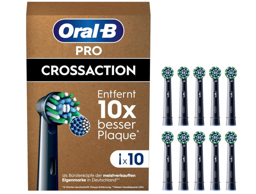 Oral-B Pro CrossAction Replacement Toothbrush Heads, Black, 10pcs