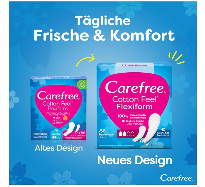 Carefree Cotton Feel Flexiform Pantiliners Pack of 56