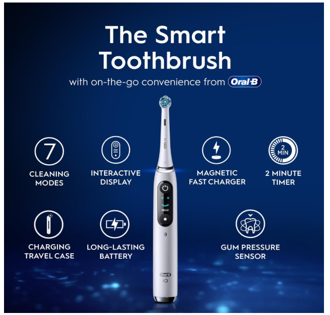 Oral-B iO Series 9 Electric Toothbrush White Alabaster with Charging Case & Fast Charger