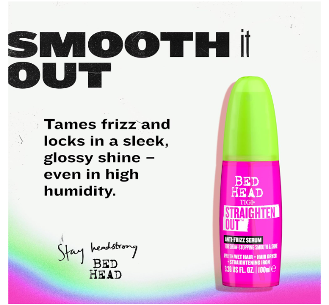 Bed Head by TIGI Straighten Out Anti-Frizz Serum for Smooth and Shiny Hair 100ml