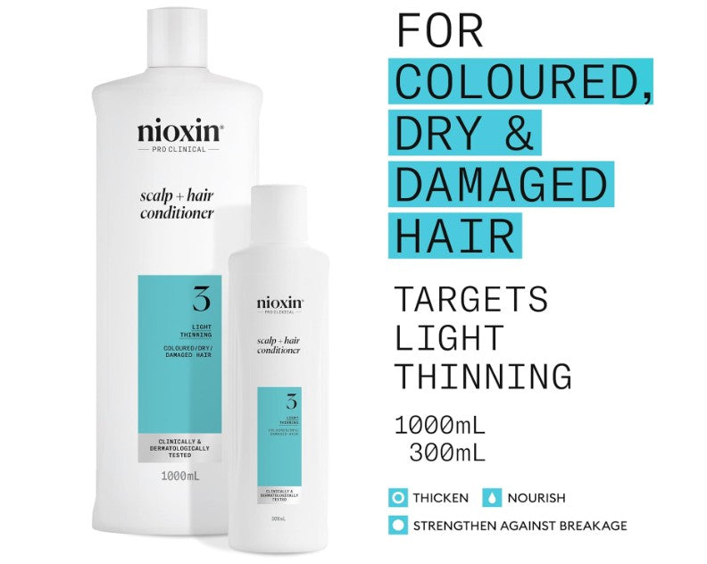 Nioxin System 3 Scalp + Hair Thickening Conditioner for Coloured, Dry and Damaged Hair 1L