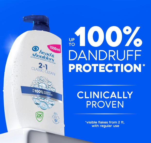 Head & Shoulders Classic Clean 2in1 Anti Dandruff Shampoo, 1000ml