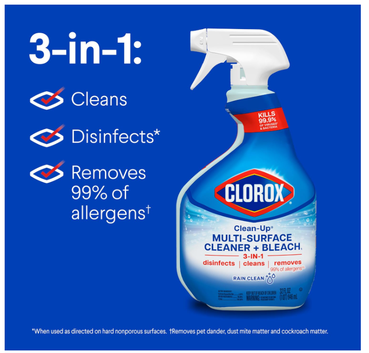 Clorox Clean-Up Multi-Surface Cleaner with Bleach Rain Clean 32 fl oz