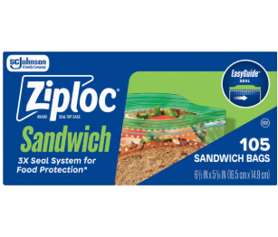 Ziploc EasyGuide Textured Sandwich Bags 105ct