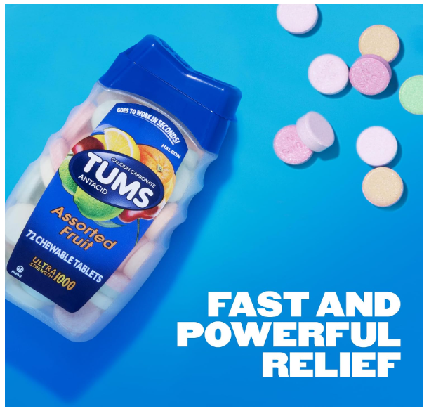 TUMS Antacid Ultra Maximum Strength Chewable Tablets, 72 Count