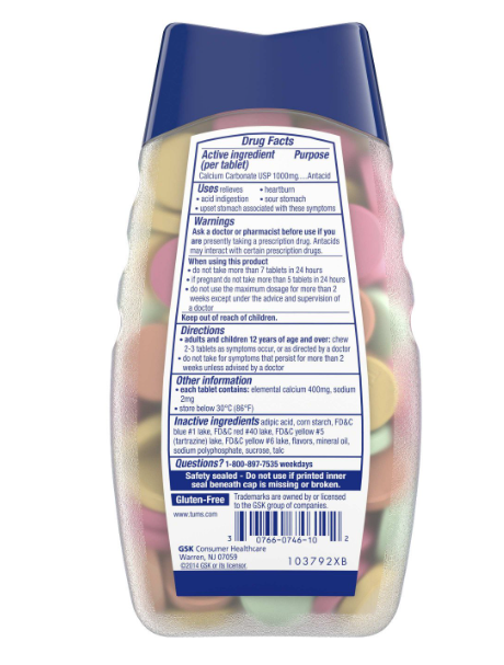 Tums Antacid Ultra Strength Assorted Fruit Antacid 160 Chewable Tablets
