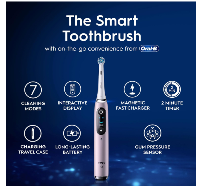 Oral-B iO Series 9 Electric Toothbrush Rose Quartz with Charging Case &amp; Fast Charger